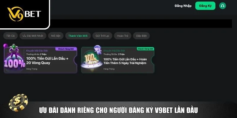 Hưởng khuyến mãi khi đăng ký V9bet