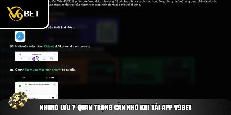 Lưu ý cần chú tâm khi thực hiện tải app V9bet